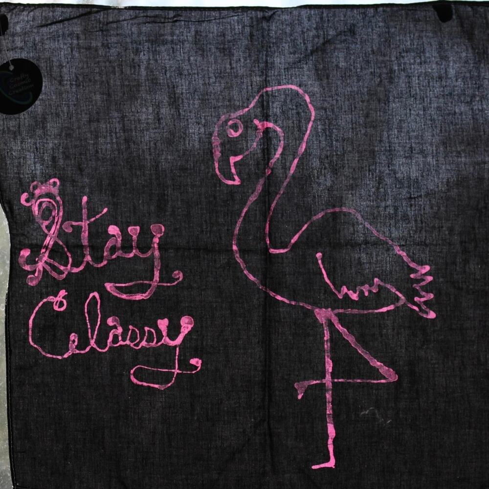 Flamingo Batik Small Handkerchief Headcover Artsy Festival Soft Goth - Picture 4 of 4